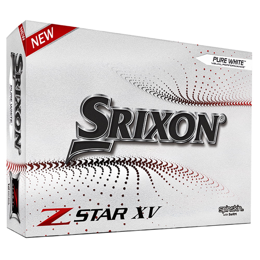 Srixon Z-Star XV Golf Balls. White color. View of packaging